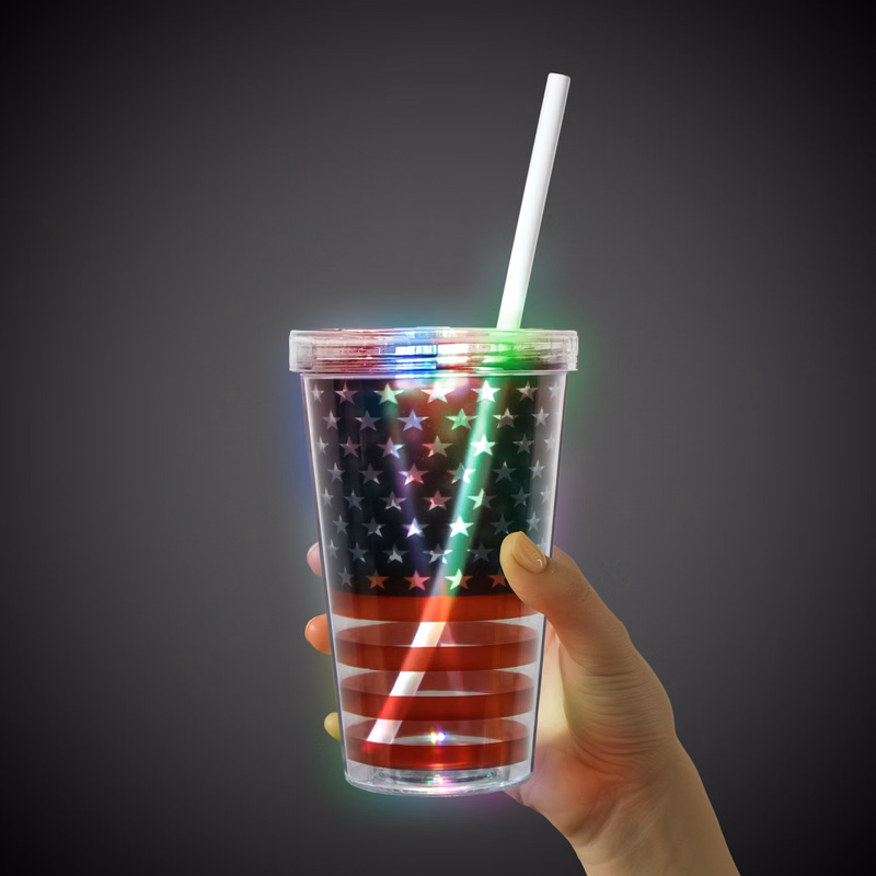 LED Patriotic Double Wall 16 oz. Cup