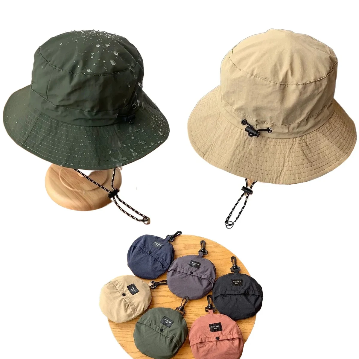 Waterproof Package Bucket Rain Hat With Chin Strap 1