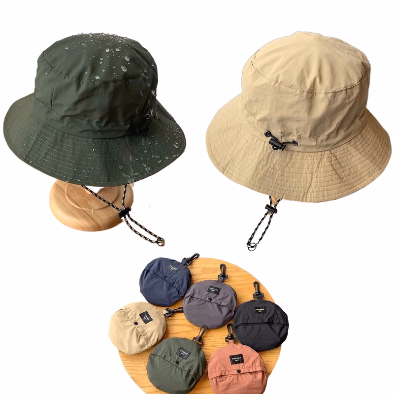 Waterproof Package Bucket Rain Hat With Chin Strap