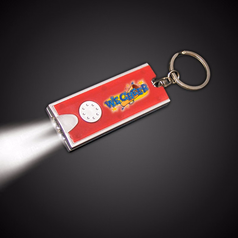 2 1/2" Red Rectangle Light Up Key Chain Flashlight - digi print