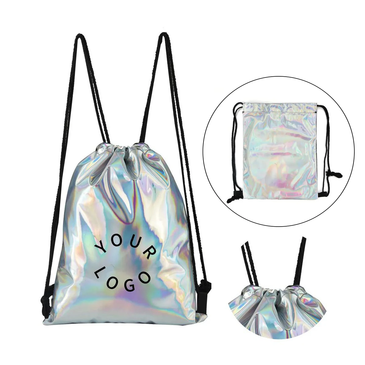 PU Drawstring Backpack with 17 Inch Spacious Storage 1
