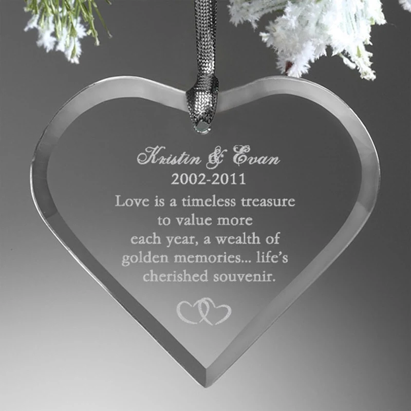 Clear Glass Premium Heart Christmas Tree Ornaments 1