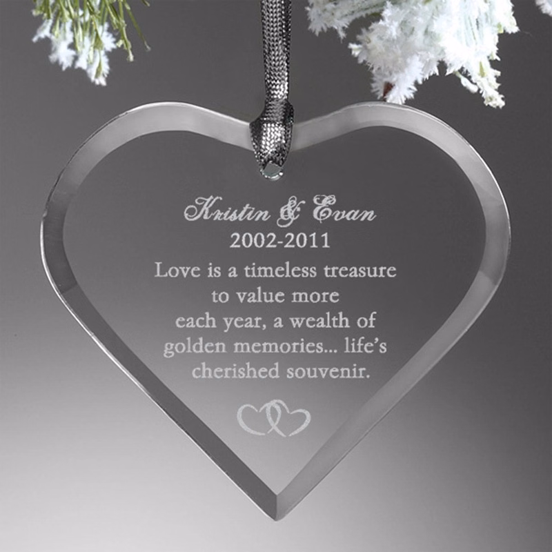 Clear Glass Premium Heart Christmas Tree Ornaments