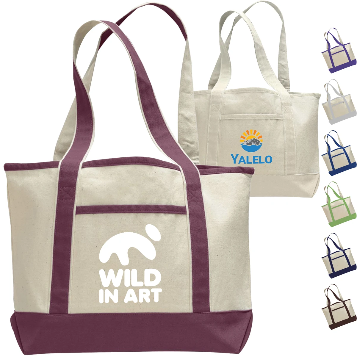 12 oz. Deluxe Shopping Cotton Canvas Tote Bag USA Decorated (18.5" x 12") 1