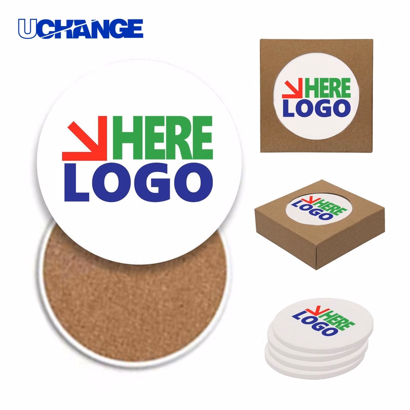 Round Ceramic Cork Coaster Mat (4")