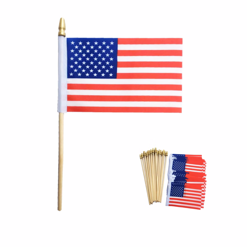 Handheld Wooden Stick American National Flag