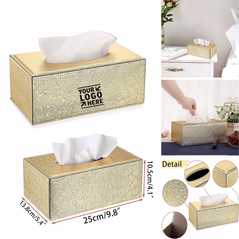 Vanity Dresser Magnetic Bottom Rectangular Leather Cover Stylish Decorative PU Tissue Box Holder