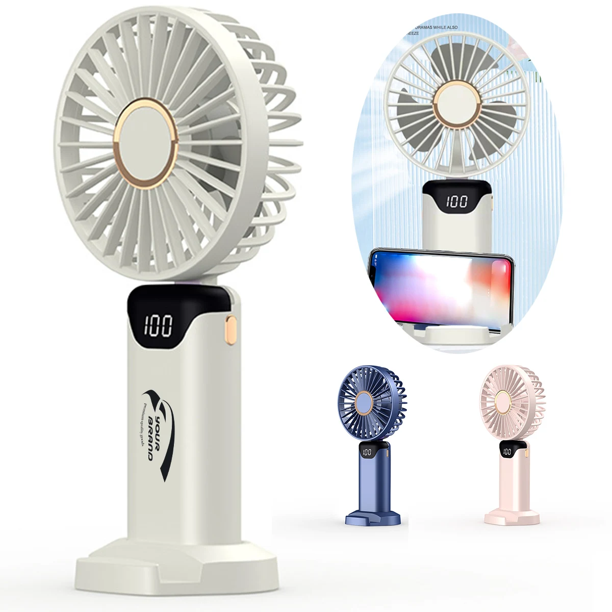 Rechargeable Desk Fan with LED Display Adjustable Speed 1
