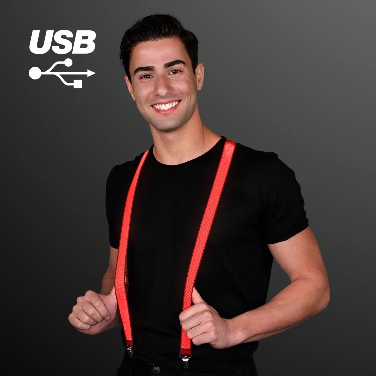 Rechargeable Red Light Up Suspenders 1