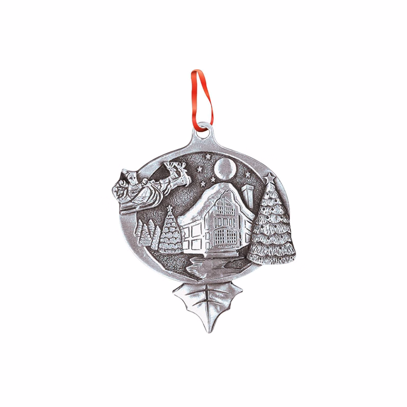 3D Ornament (2in x 2in Santa Over House Scene)