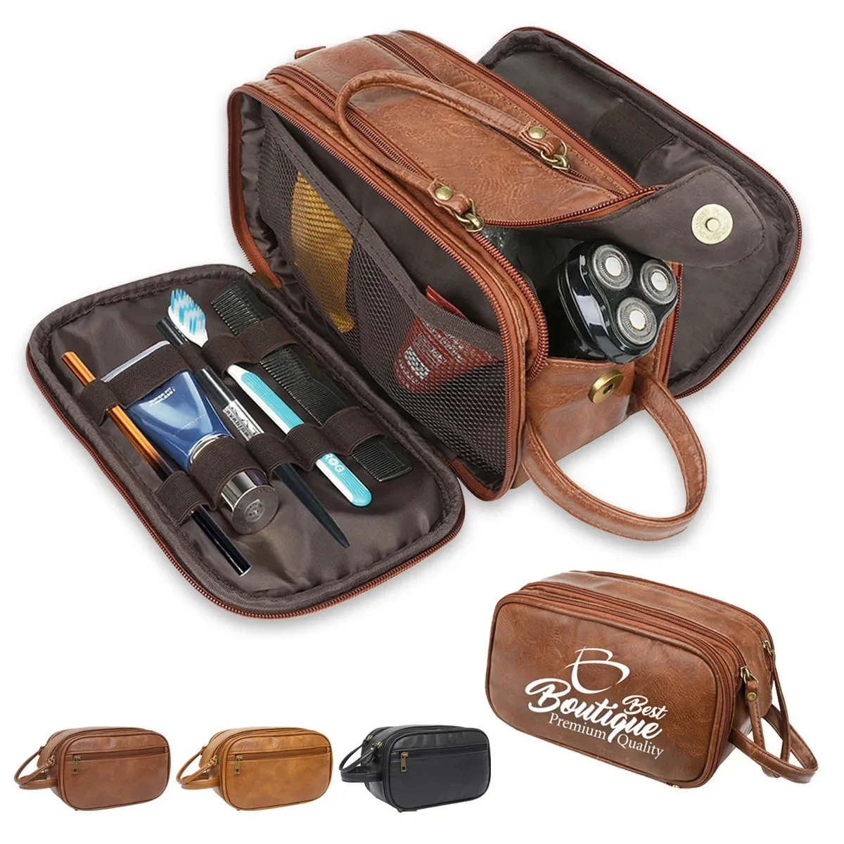 PU Leather Toiletry Bag Men Travel Large Capacity Waterproof 1