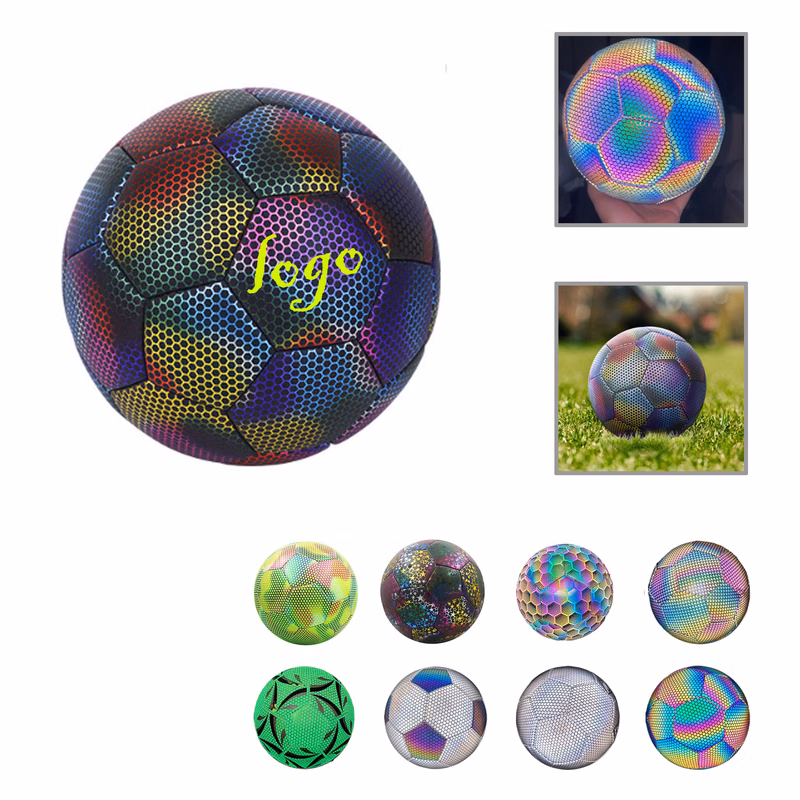 MOQ20 Reflective Glow Soccer Ball Sizes 5 and 4