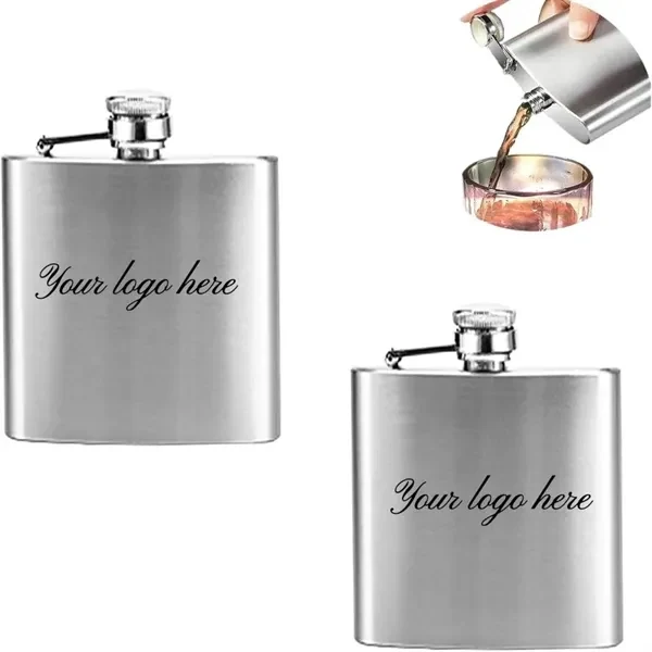 7Oz Portable Stainless Steel Hip Flask for Commutes, Fitness and Travel, custom water bottle with logo imprint 1