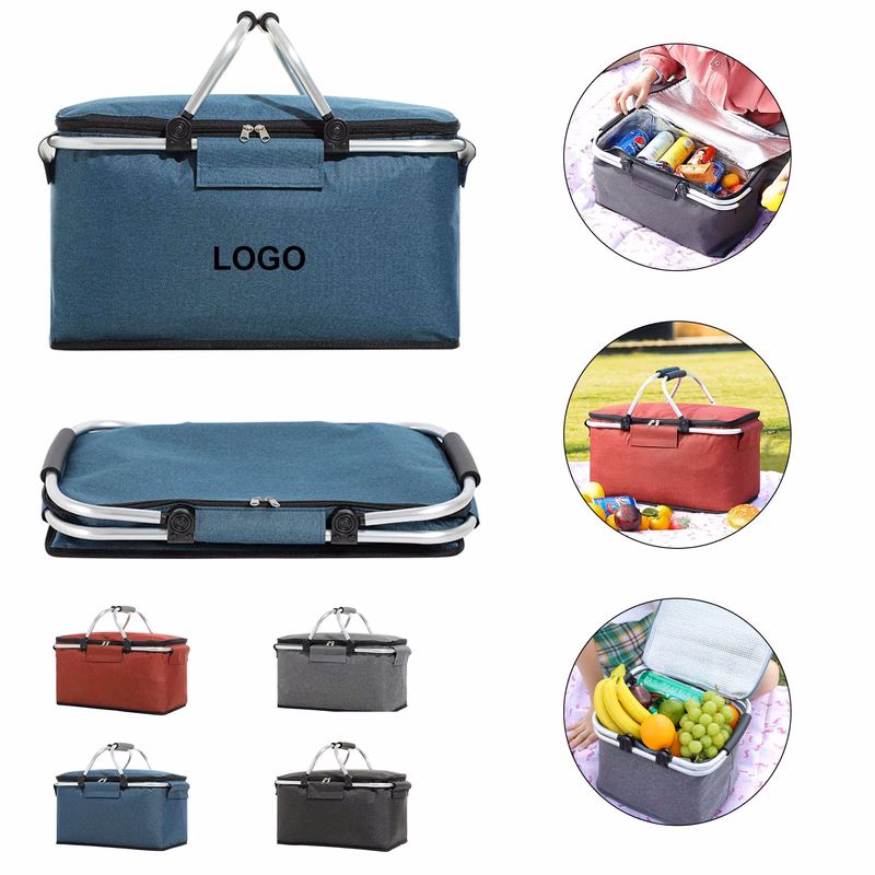 Folding Insulated Picnic Basket Cooler