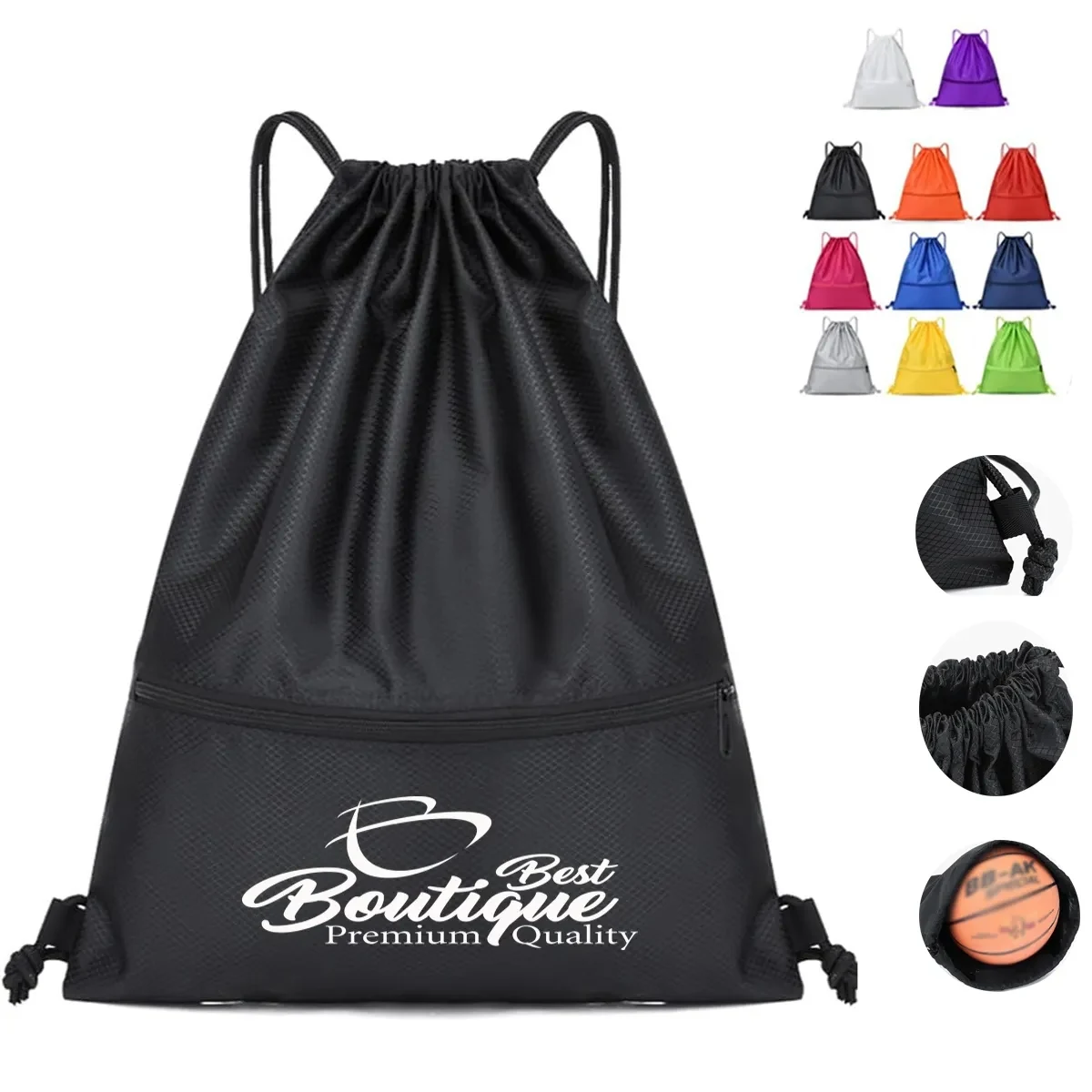 Large Capacity Outdoor Drawstring Backpack With Front Pouch 1