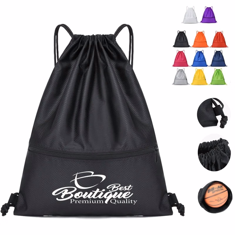 Large Capacity Outdoor Drawstring Backpack With Front Pouch