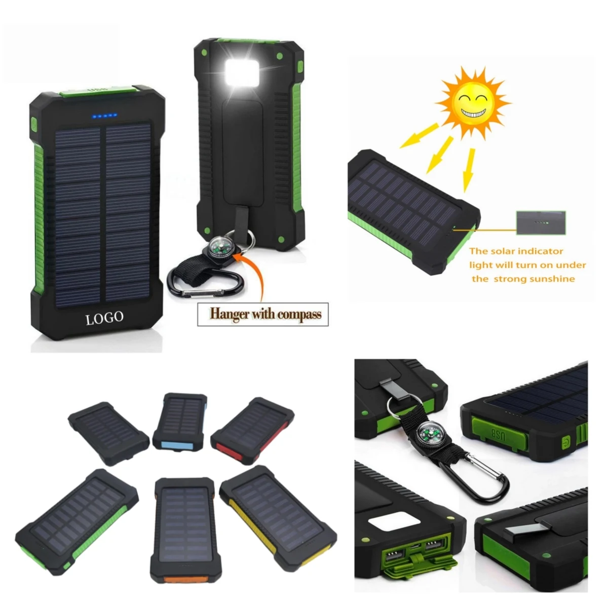 8000mah Solar Power Bank with Strong Light LED Flashlights 1