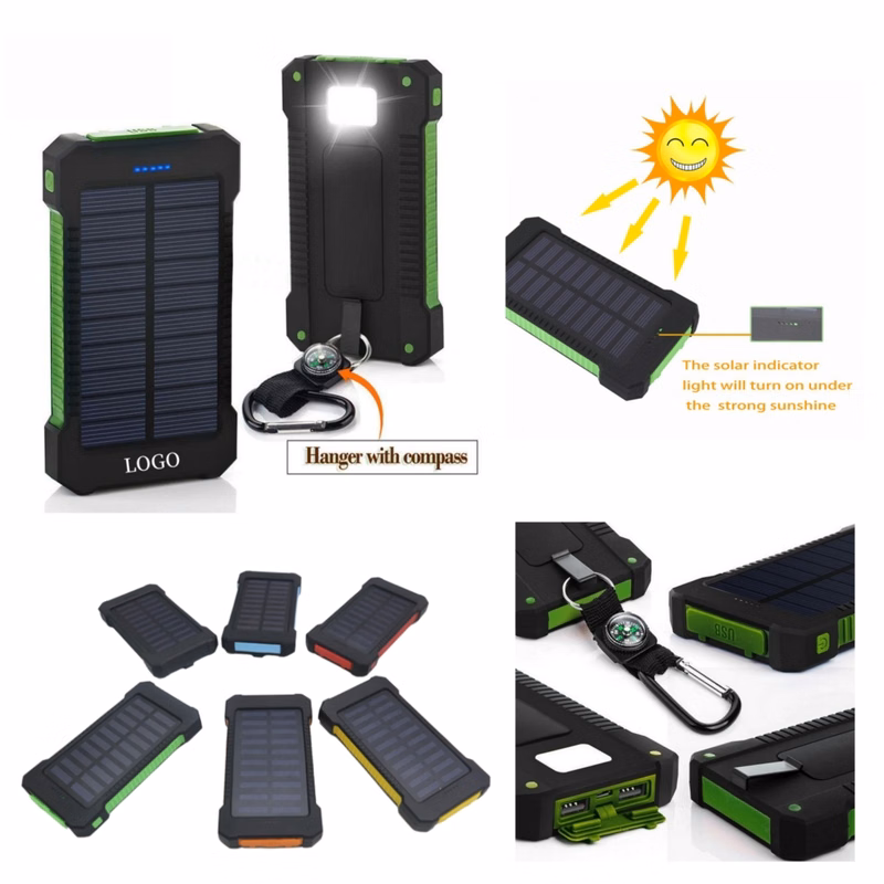 8000mah Solar Power Bank with Strong Light LED Flashlights