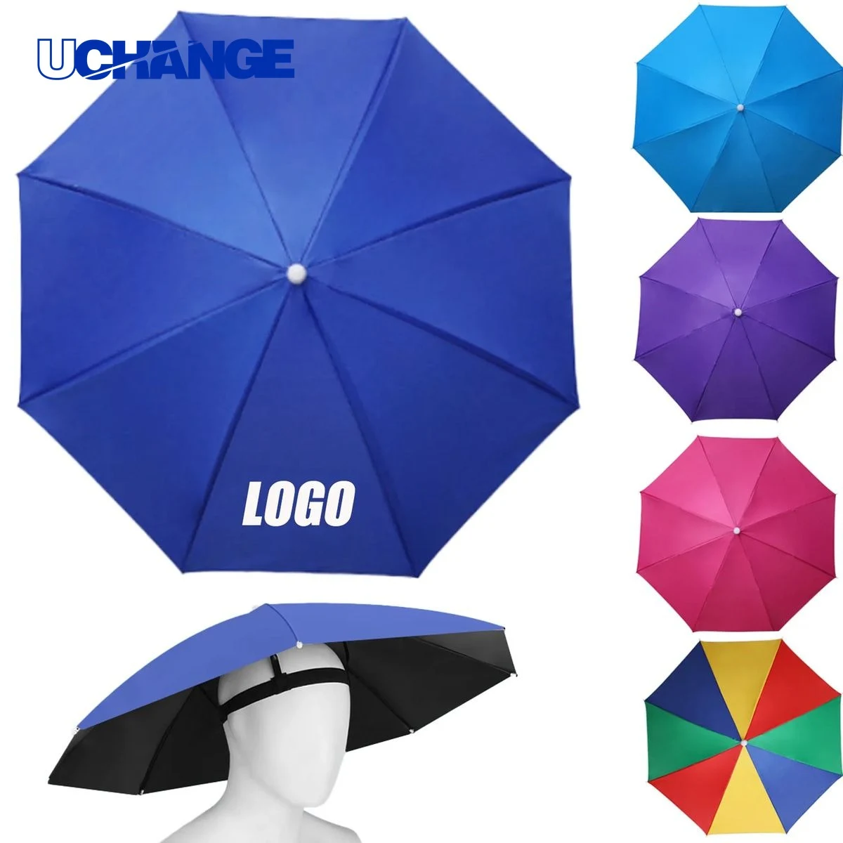 Head Umbrella Hat Summer Popular Sun With Elastic Band for Sun Protection and Outdoor Use 1