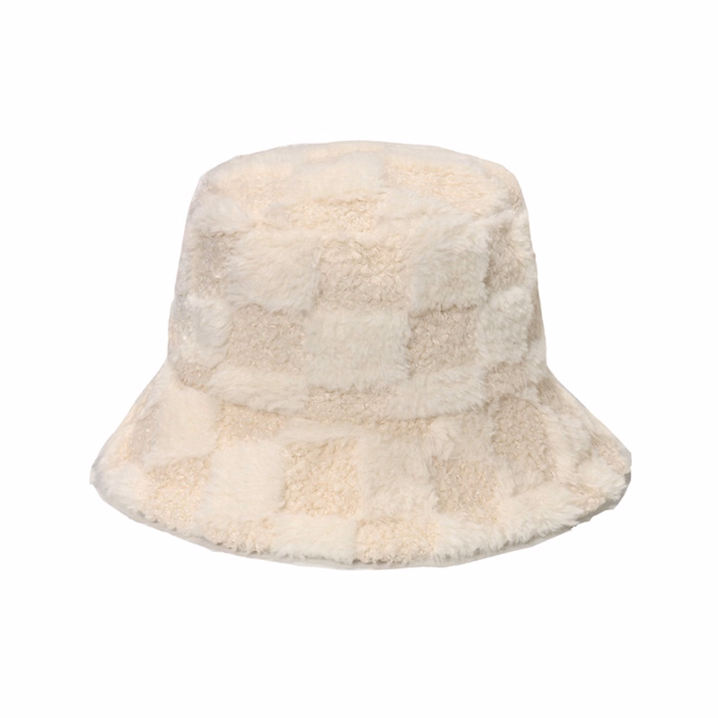 Checkered Fur-Lined Fisherman Cap