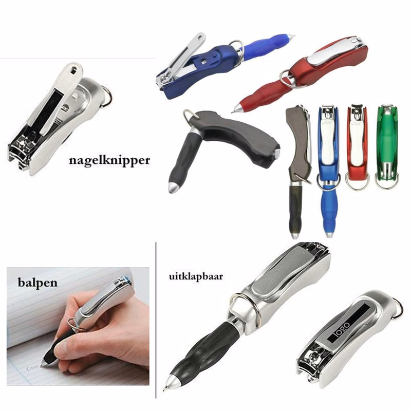 Foldable Ballpoint Pen Keychain with Nail Scissors