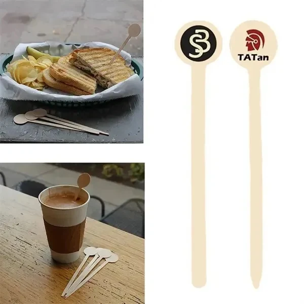Disposable wooden round drink stirrier 1