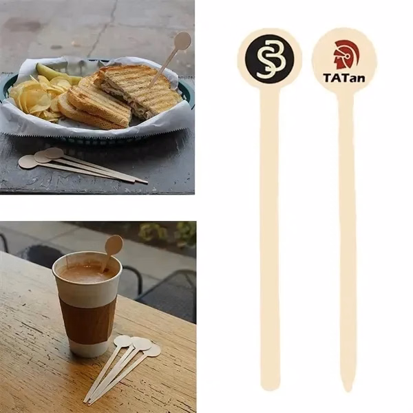 Disposable wooden round drink stirrier