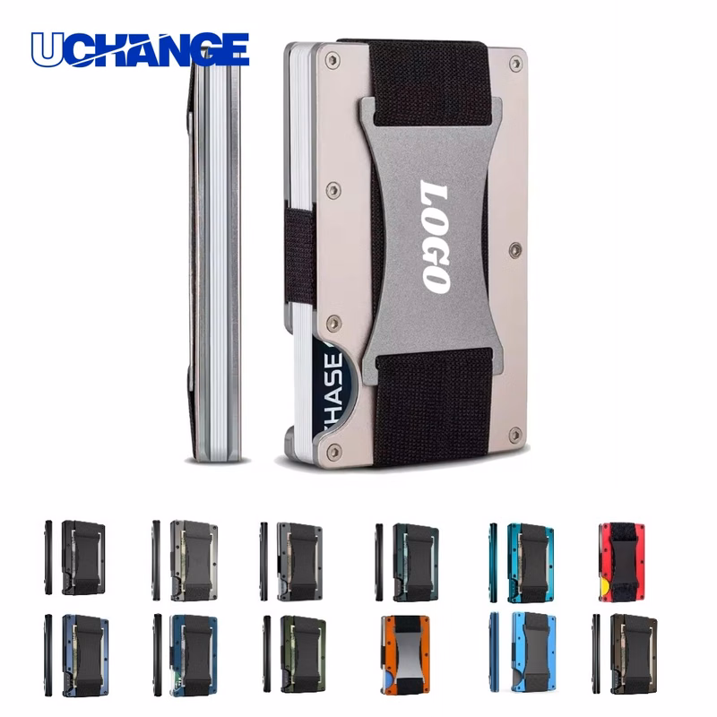 Aluminum Card Wallet with Cash Strap