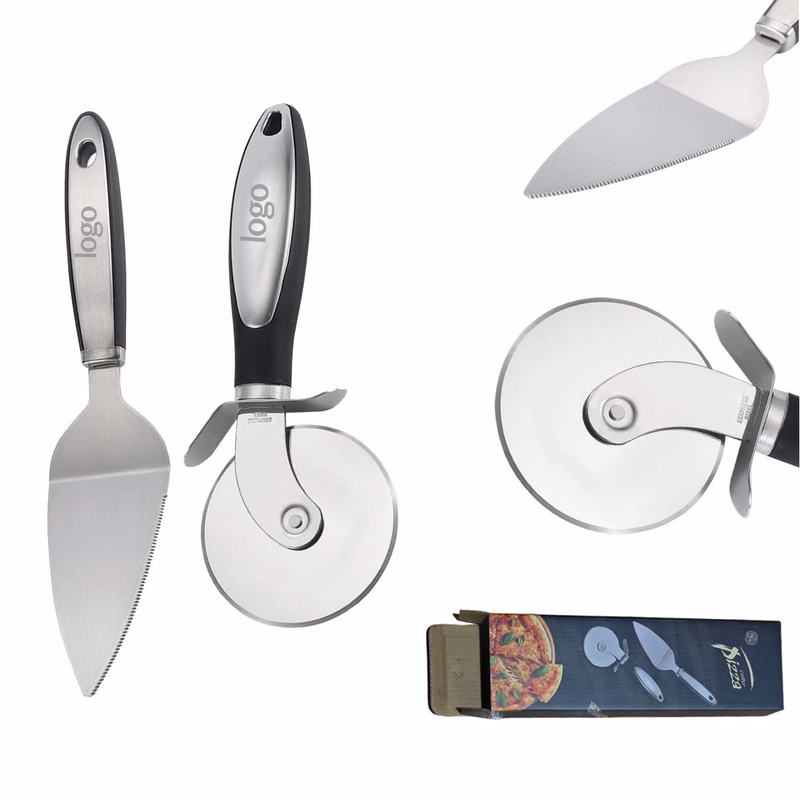 MOQ25 Stainless Steel Pizza Cutter And Server Set
