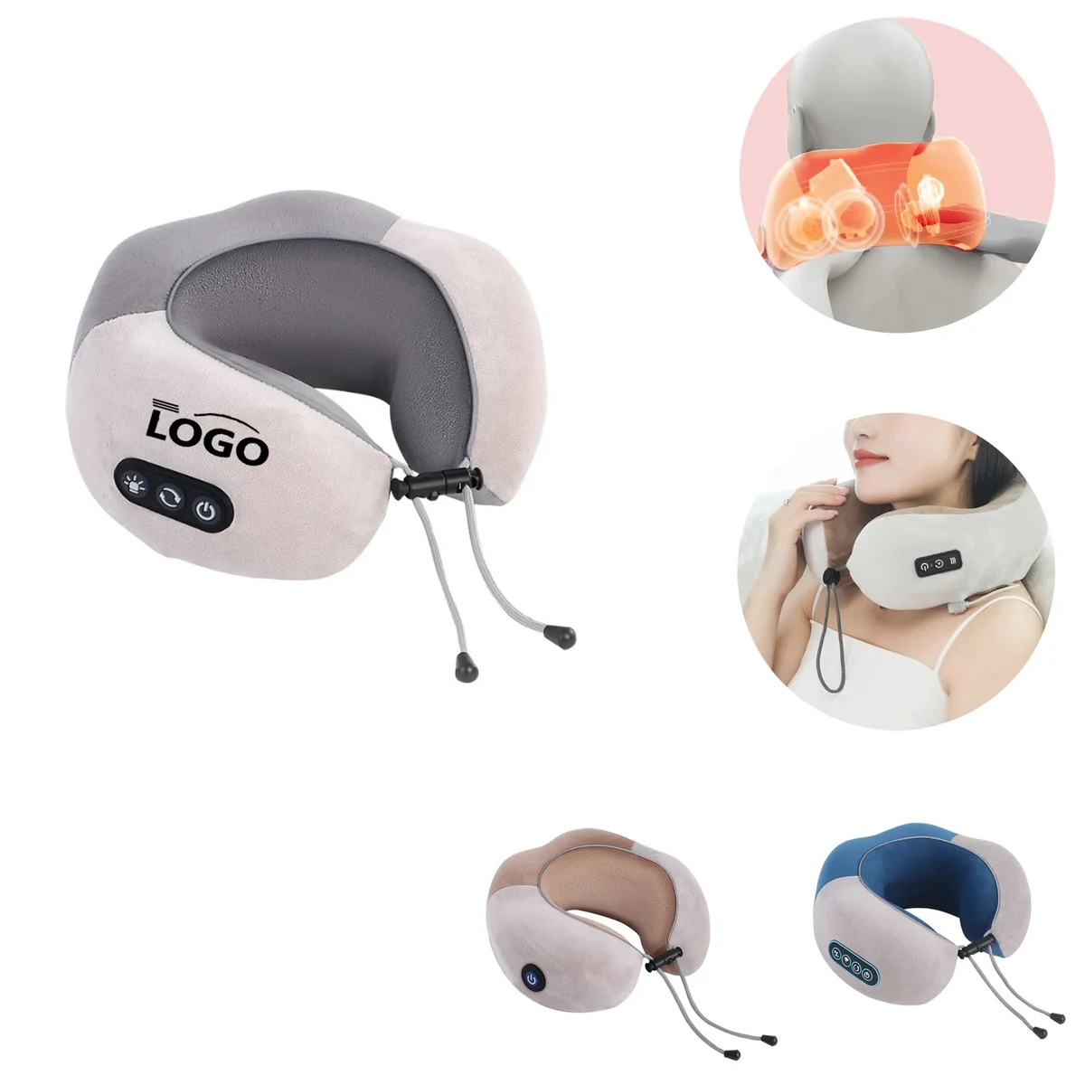 MOQ10 Portable Heated U-Shaped Massager Pillow 1