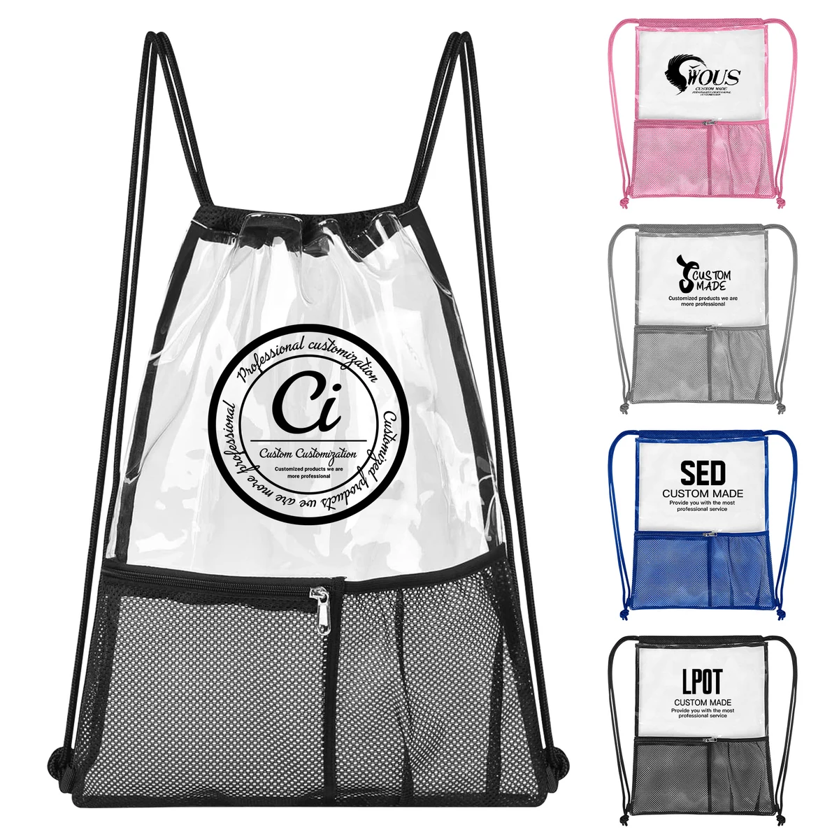 Transparent PVC Drawstring Backpack 1