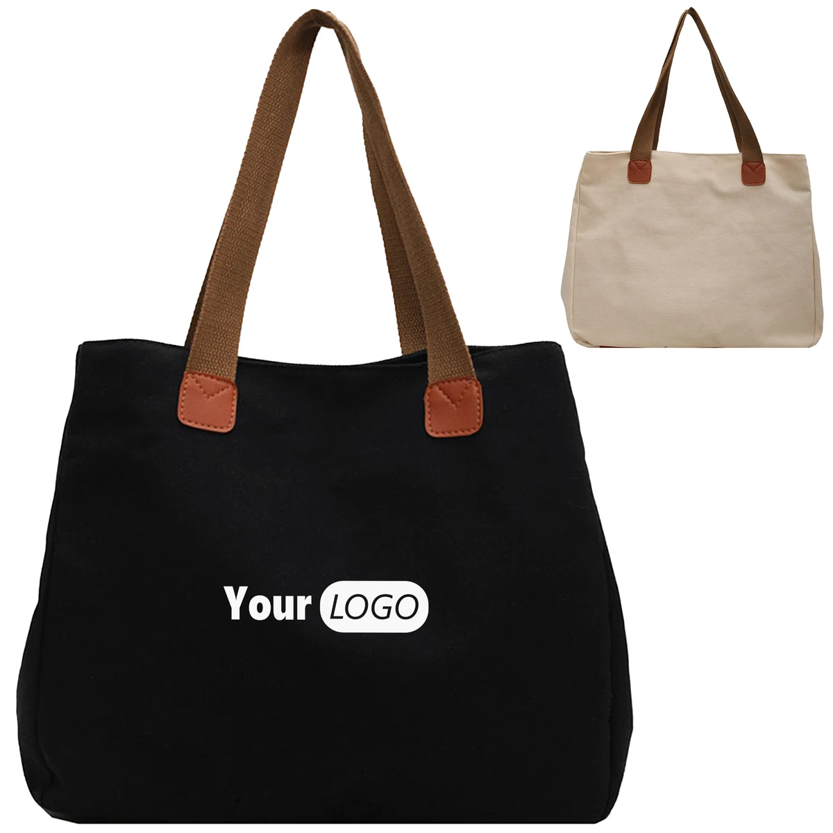 Canvas Large Capacity Vintage Tote Bag, custom tote bag with logo imprint 1