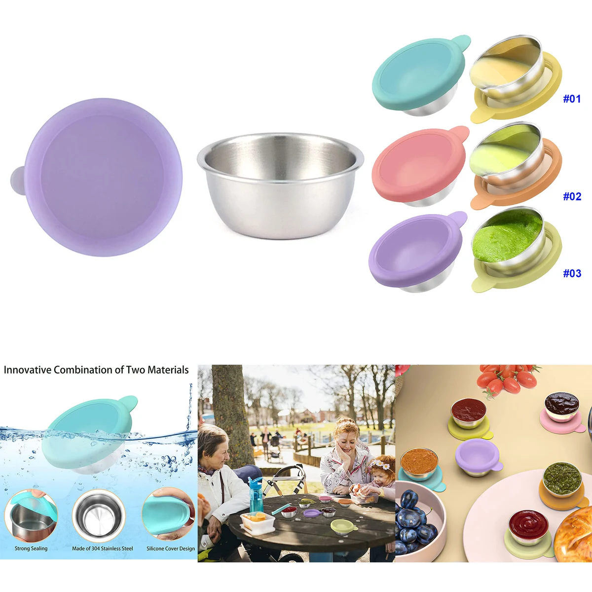 1.6 oz Reusable Small Condiment Containers with Lids 1