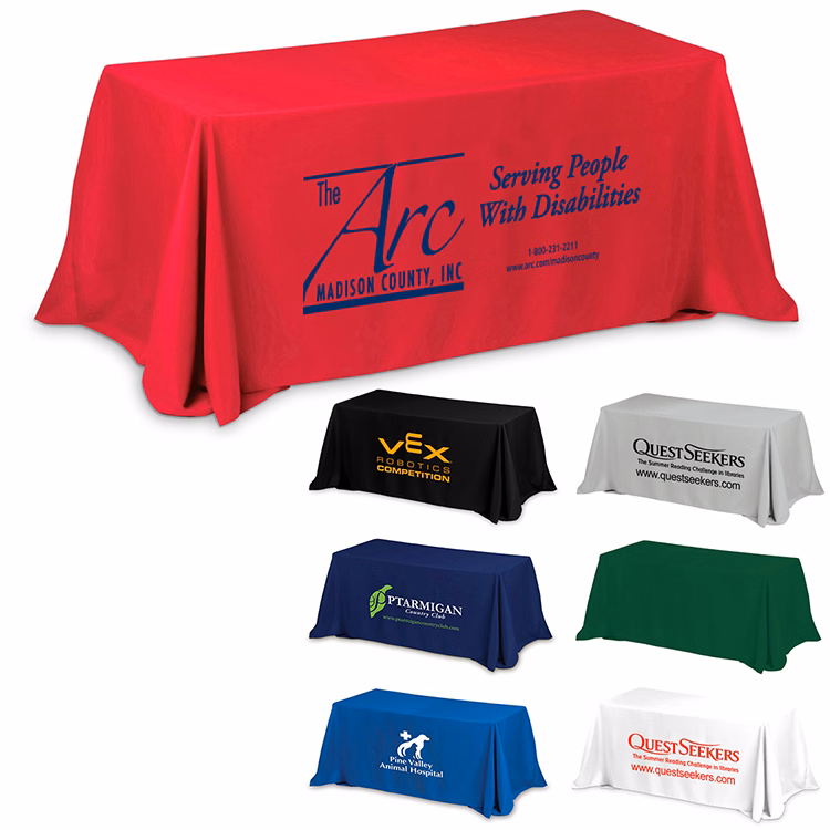 "Preakness Six" 3-Sided Economy Table Cover & Throws (One Color Print) / Fits 6 ft Table