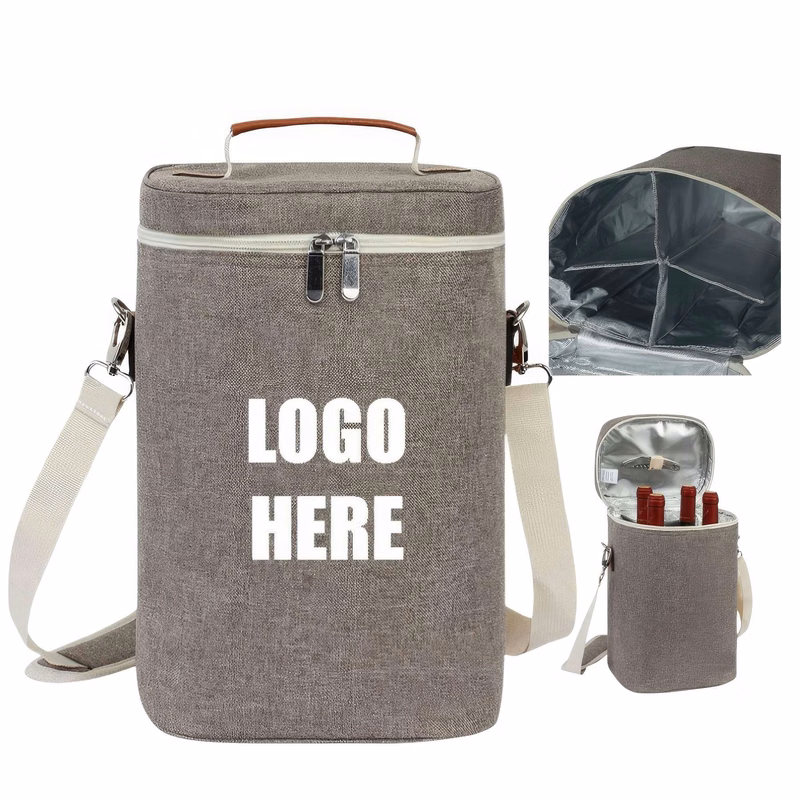 Custom Insulated 4 Bottle Wine Gift Tote Carrier