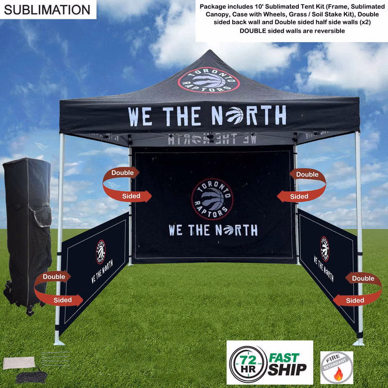 72Hr Fast Ship - 10' Sublimated Tent kit, DOUBLE sided backwall and 2 DOUBLE sided half sidewalls