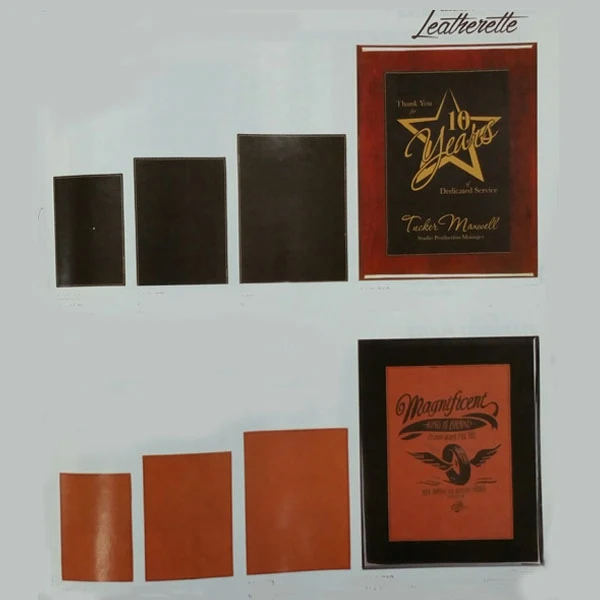 Laserable Leatherette Plaque plate on Piano Finish Wood Plaque 1