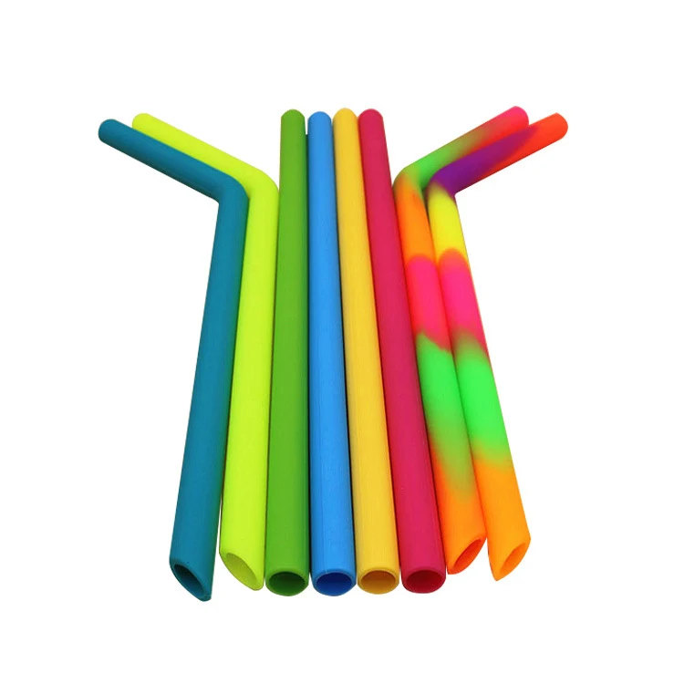 3/8"D Bent Straight Rainbow Silicone Straws 1