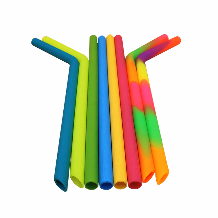 3/8"D Bent Straight Rainbow Silicone Straws