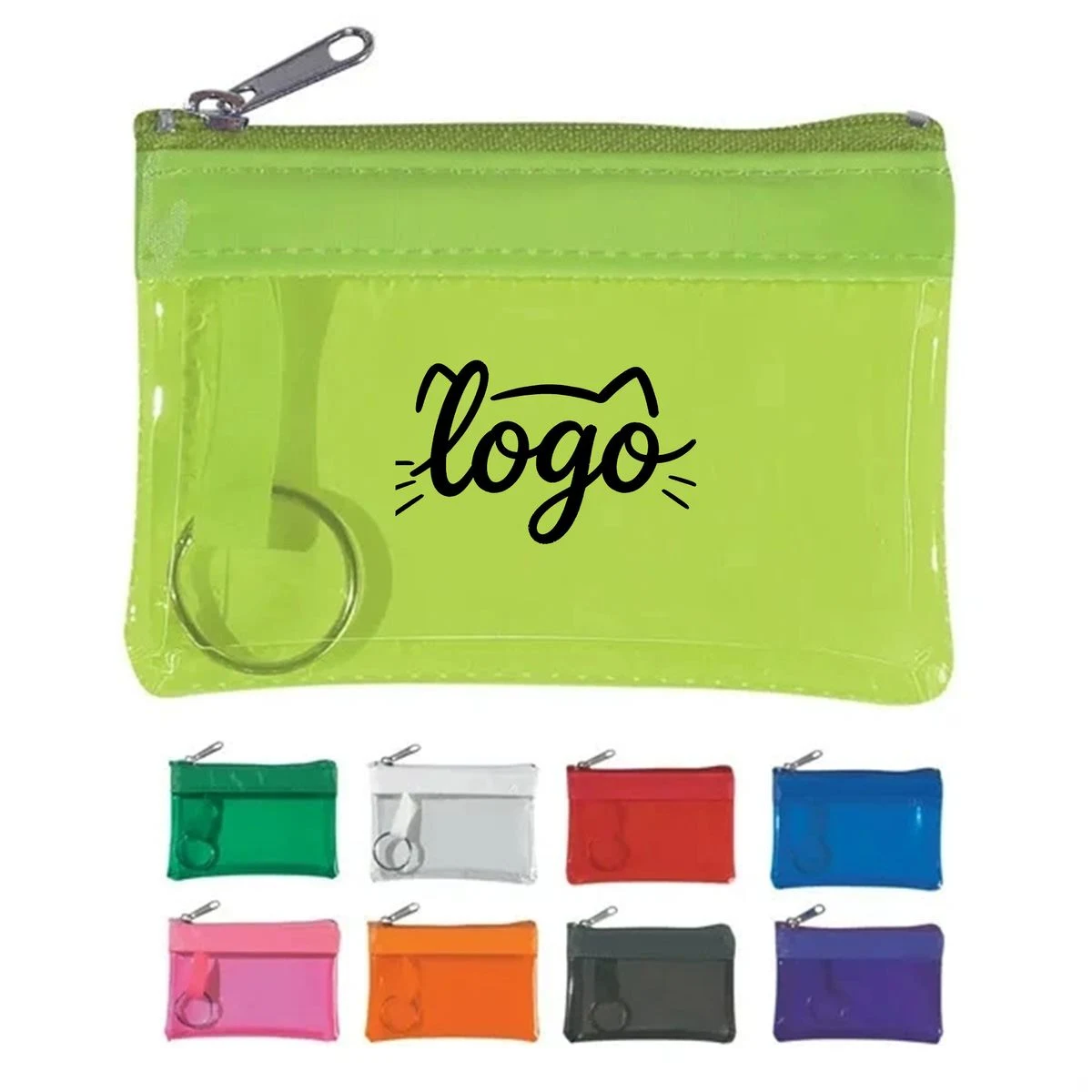 Colorful Transparent PVC Coin Purse with Key Ring 1