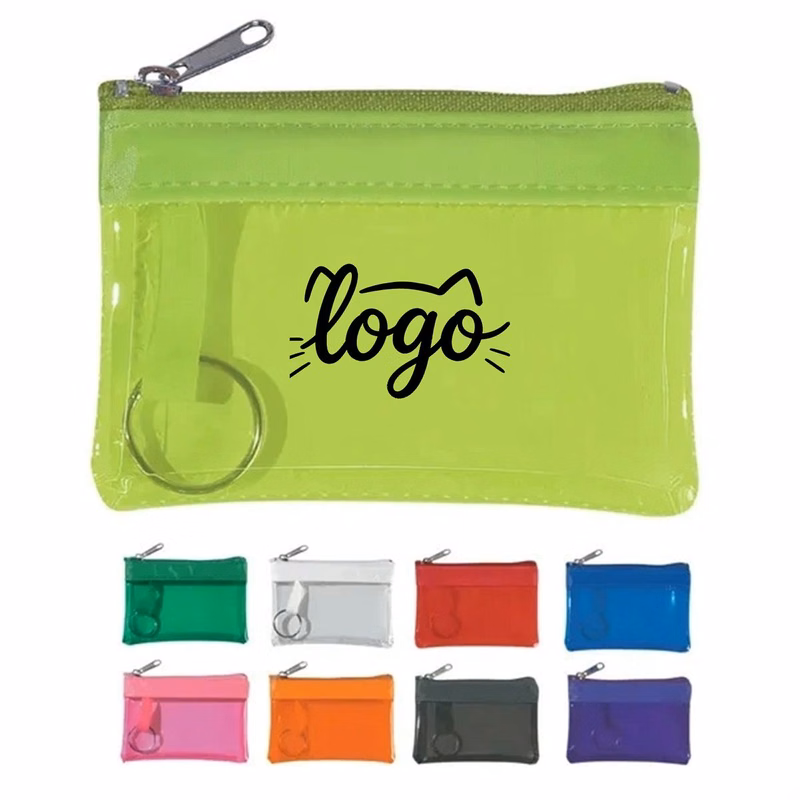 Colorful Transparent PVC Coin Purse with Key Ring