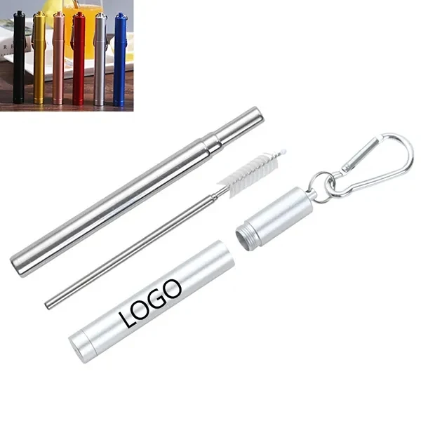 Telescopic stainless steel straws with carabiner 1