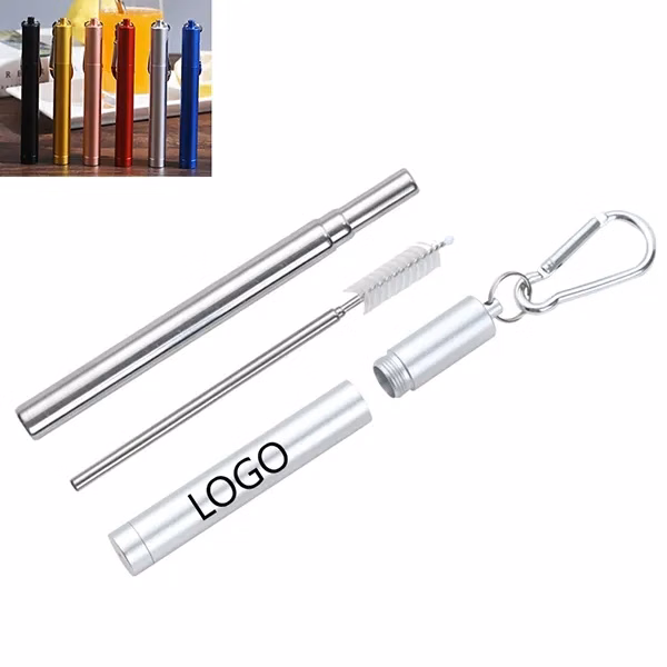 Telescopic stainless steel straws with carabiner