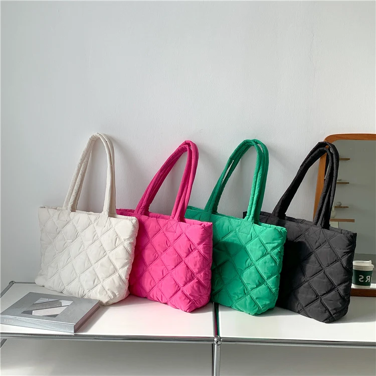 Puffer Quilted Tote Shoulder Bag, custom tote bag with logo imprint 1