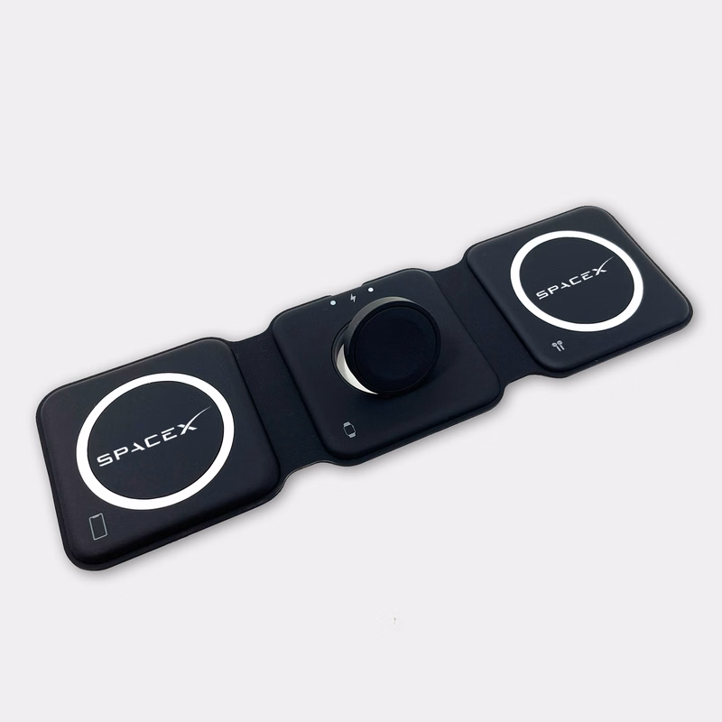 Trio Qi - Compact 3-in-1 Travel Charger - Black