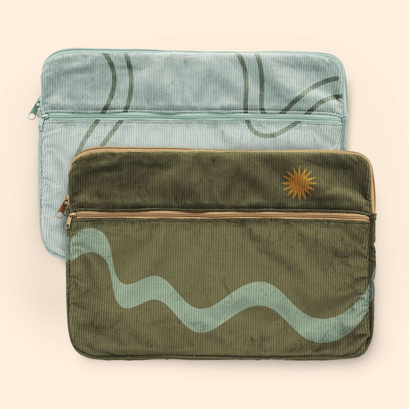 ZIPPERED POCKET LAPTOP SLEEVES - CORDUROY - LARGE - 15"