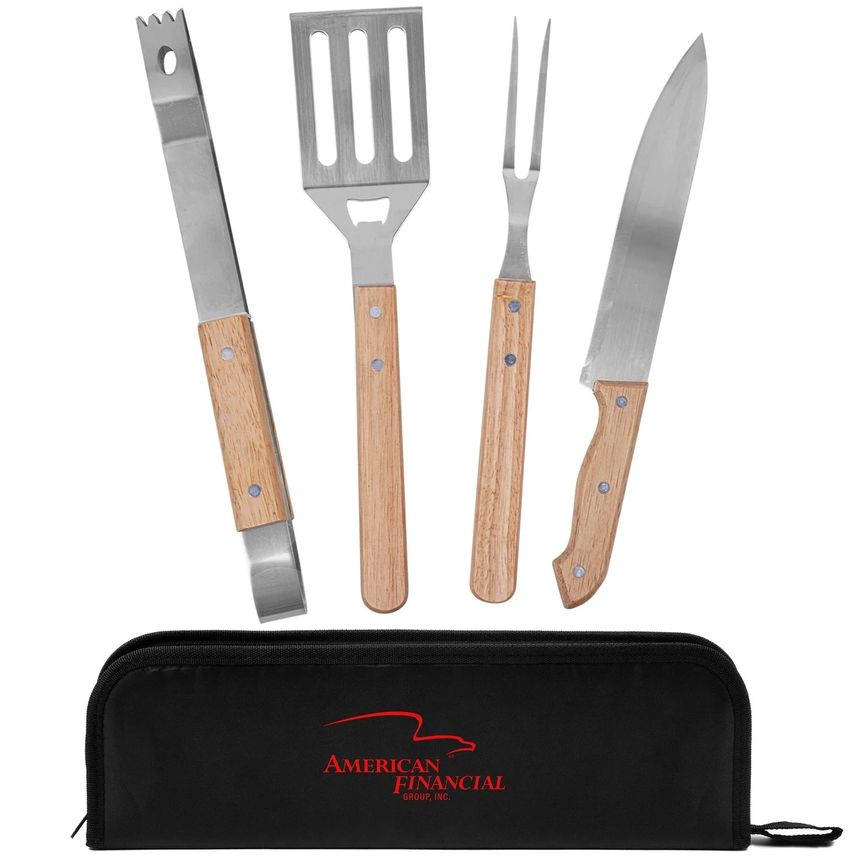 4-Piece Bamboo BBQ Grill Set with Polyester Carry Case 1