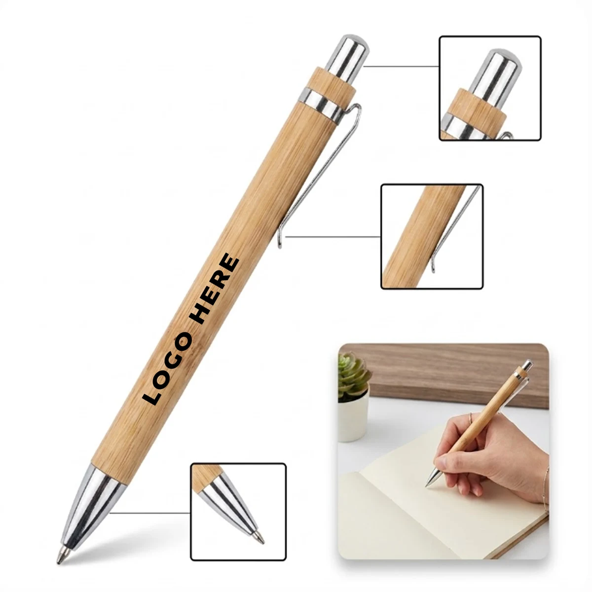 Natural Bamboo Click Retractable Pen 1