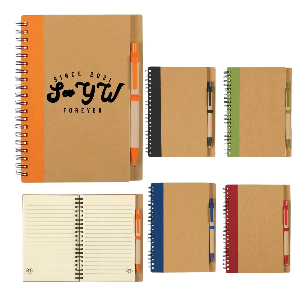 Kraft Spliced-Cover Notebook With Pen 1
