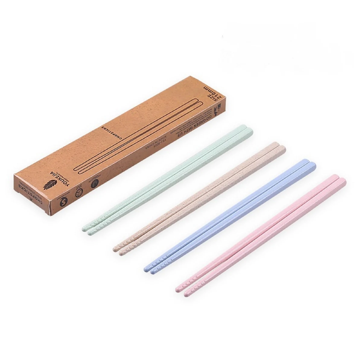 4-Pairs Reusable Wheat Straw Chopsticks Set 1